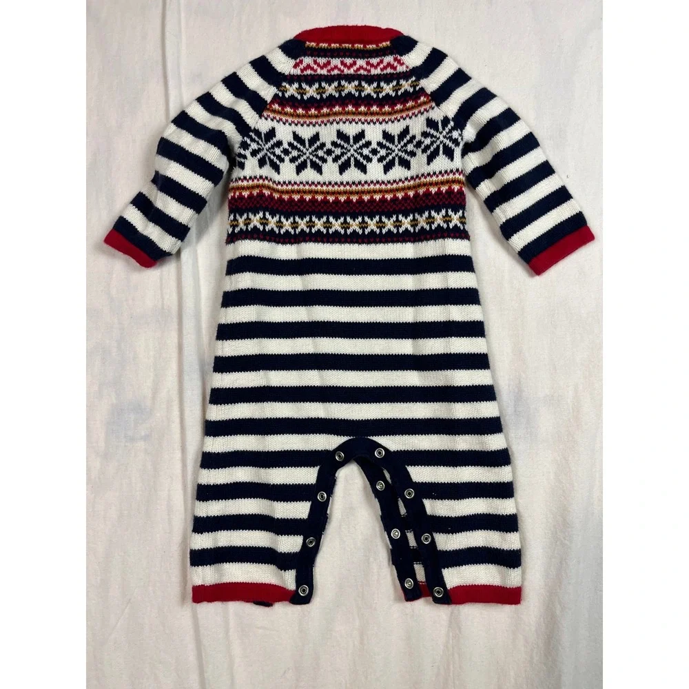 Hanna Andersson Baby Knit Romper‎ Fair Isle Snowflake Striped Sweater Piece 75
